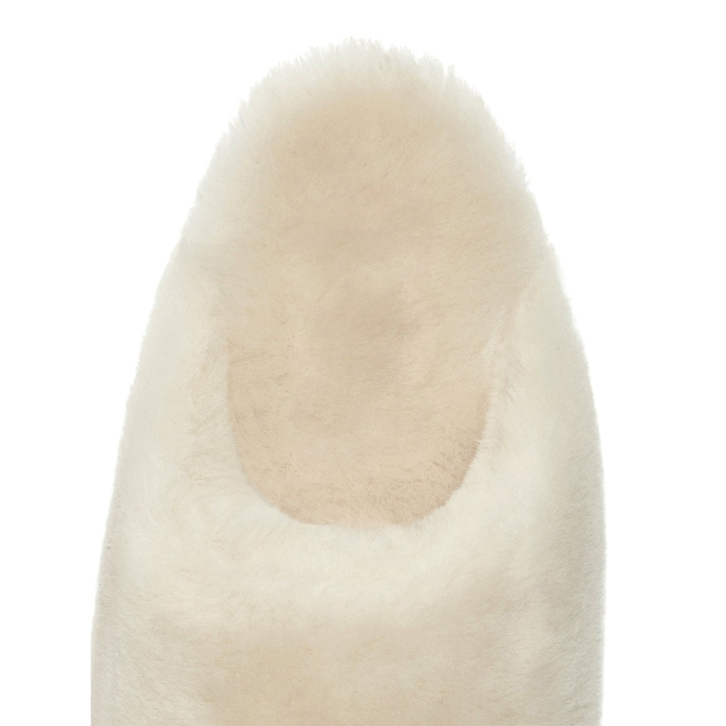 Cream Plush Square-Toe Slip-On Backless Slippers Flats
