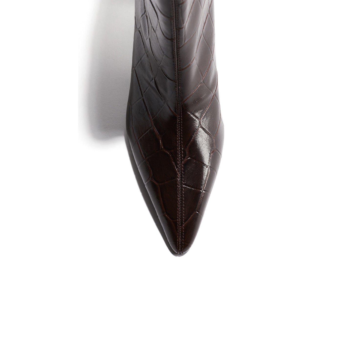 Dark Brown Stone Print Pointed-Toe Ankle Stiletto Boots
