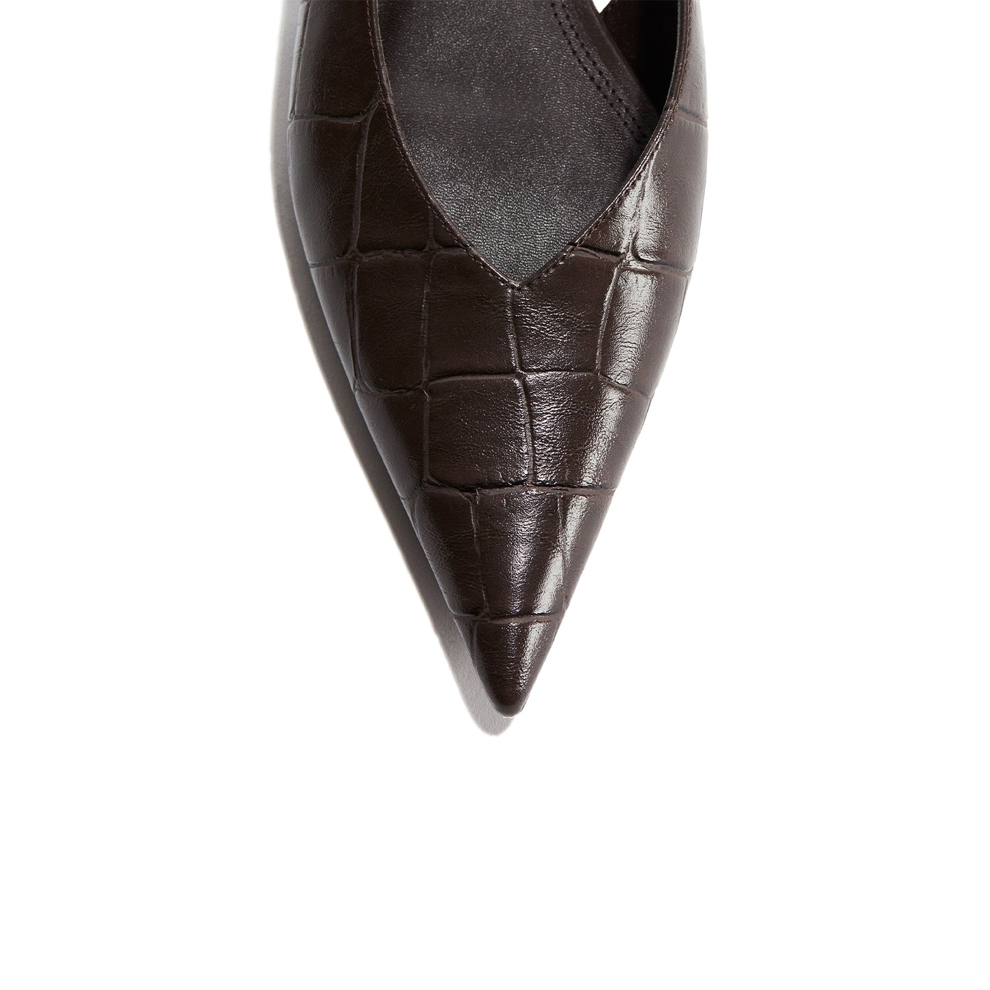 Dark Brown Stone Print Pointed-Toe Slingback Flats