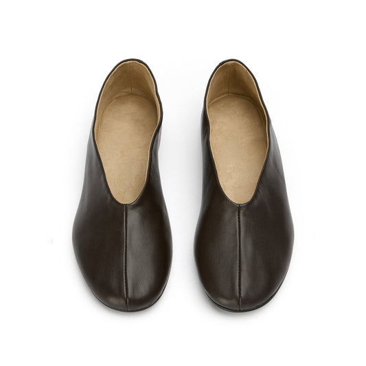 Chocolate Round-Toe Sleek Slip-On Ballet Flats