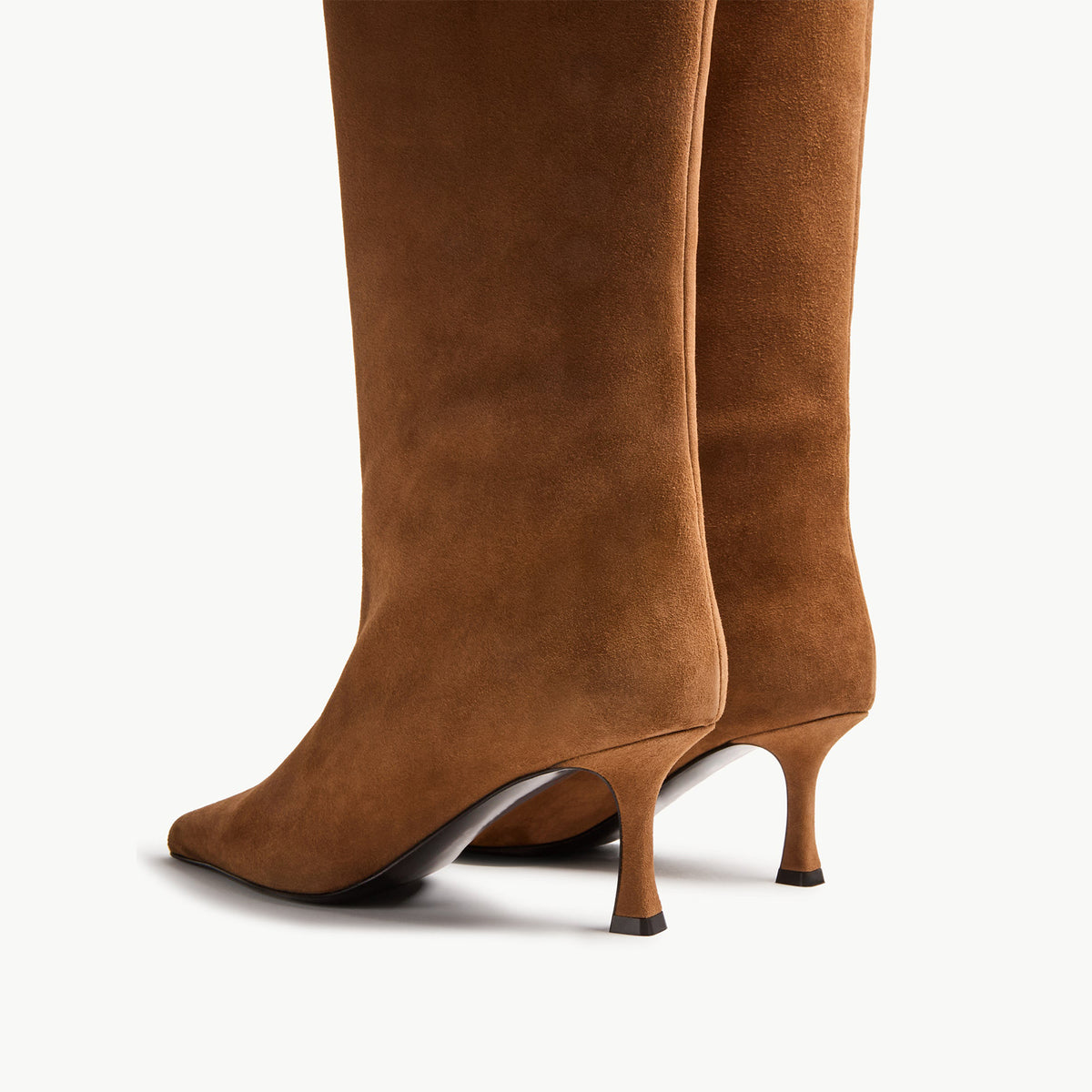 Tan Faux Suede Pointed-Toe Knee High Simple High Stiletto Boots
