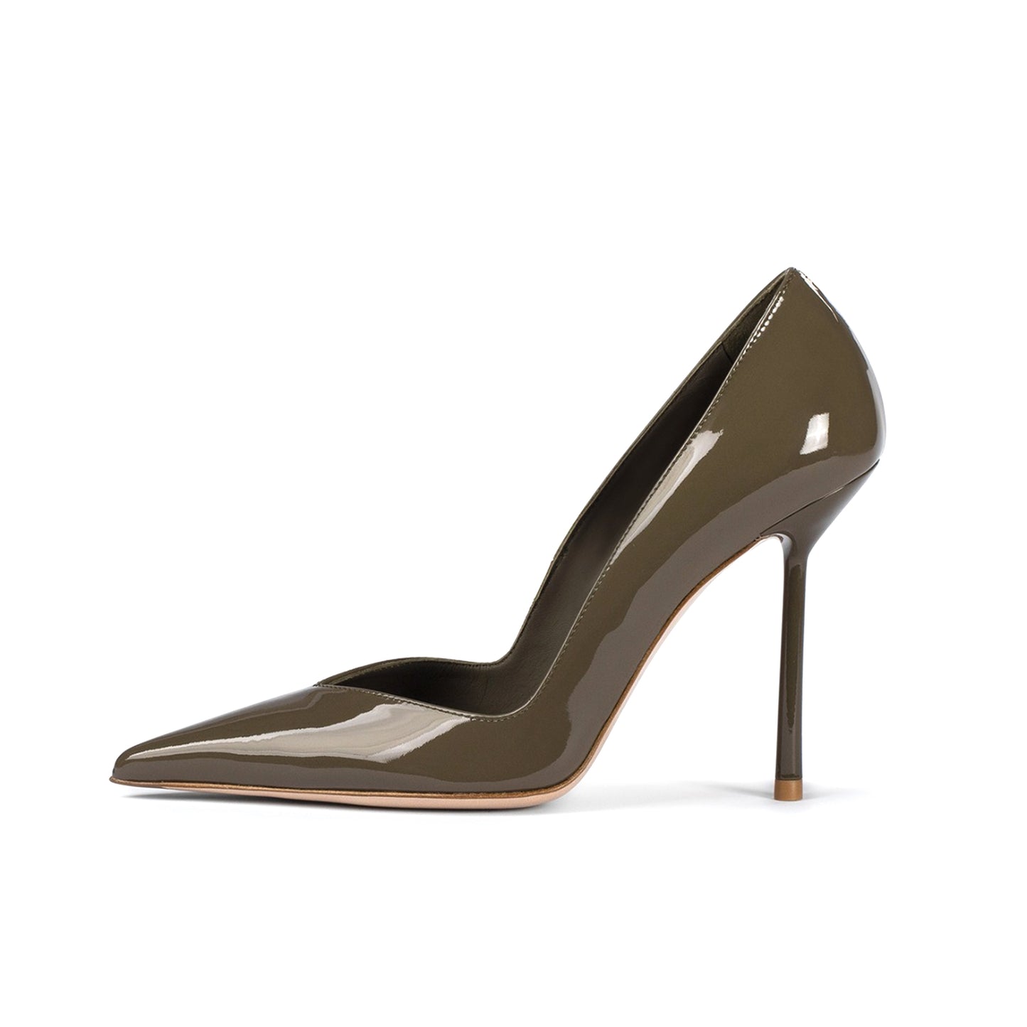Patent Green Pointed-Toe Sleek Slip-On High Heels