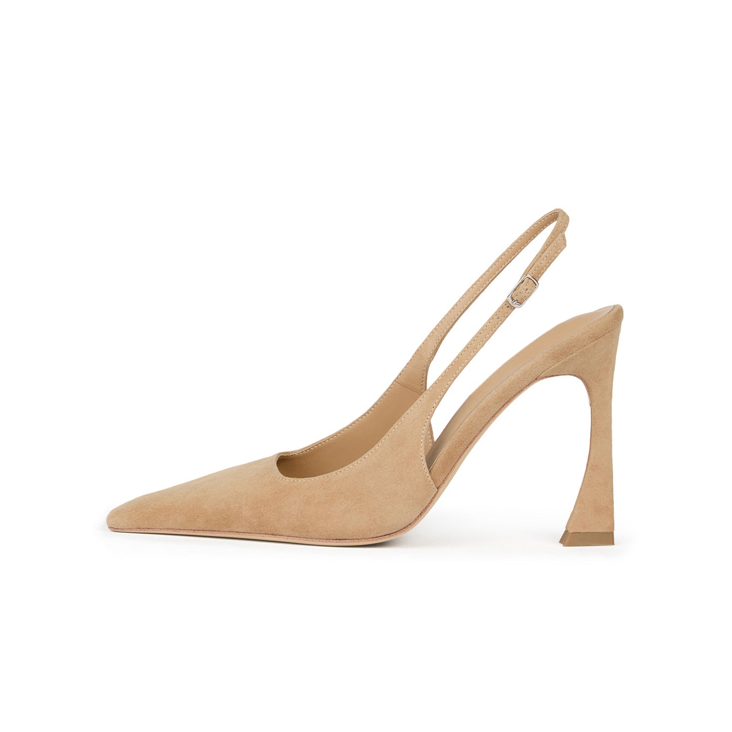 Wheat Faux Suede Pointed-Toe Slingback Pumps High Heels