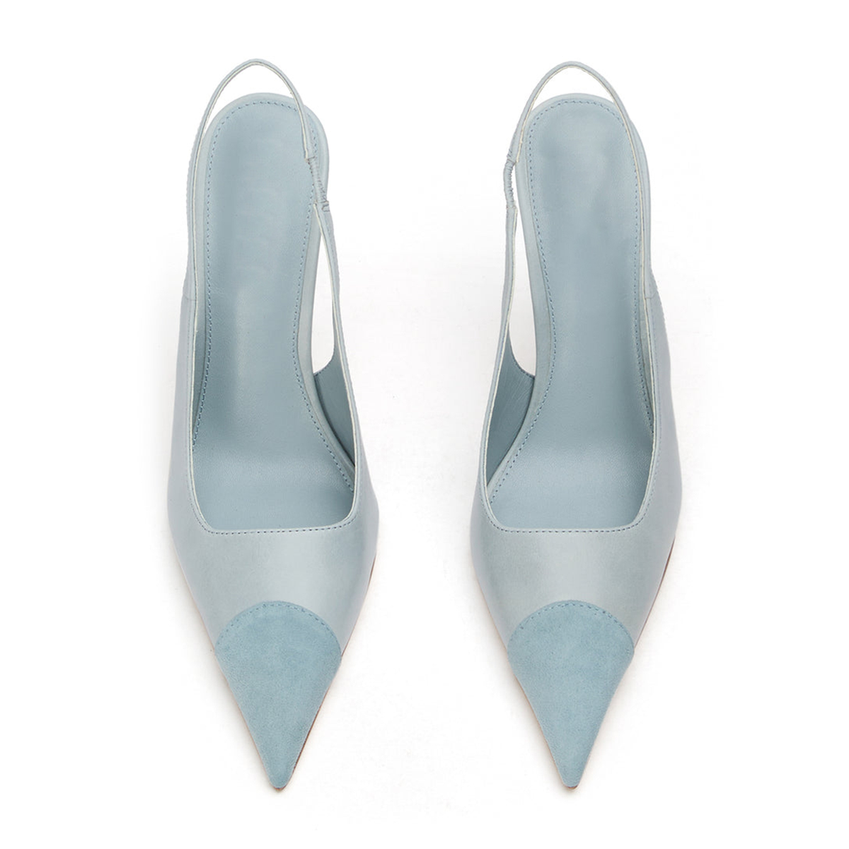 Sky Blue And Blue Faux Suede Pointed-Toe Slingback High Heels