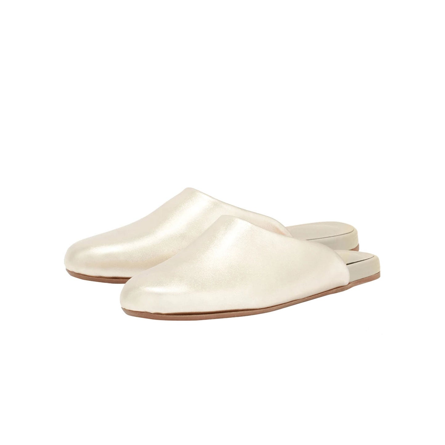 Metallic Platinum Round-Toe Slipper Backless Flats