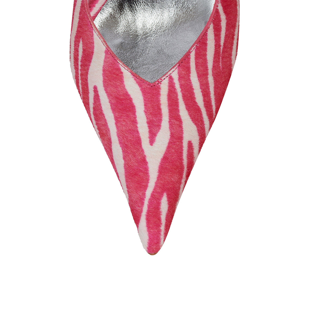 Zebra Pattern White And Pink Pointed-Toe Slingback Chic High Heels