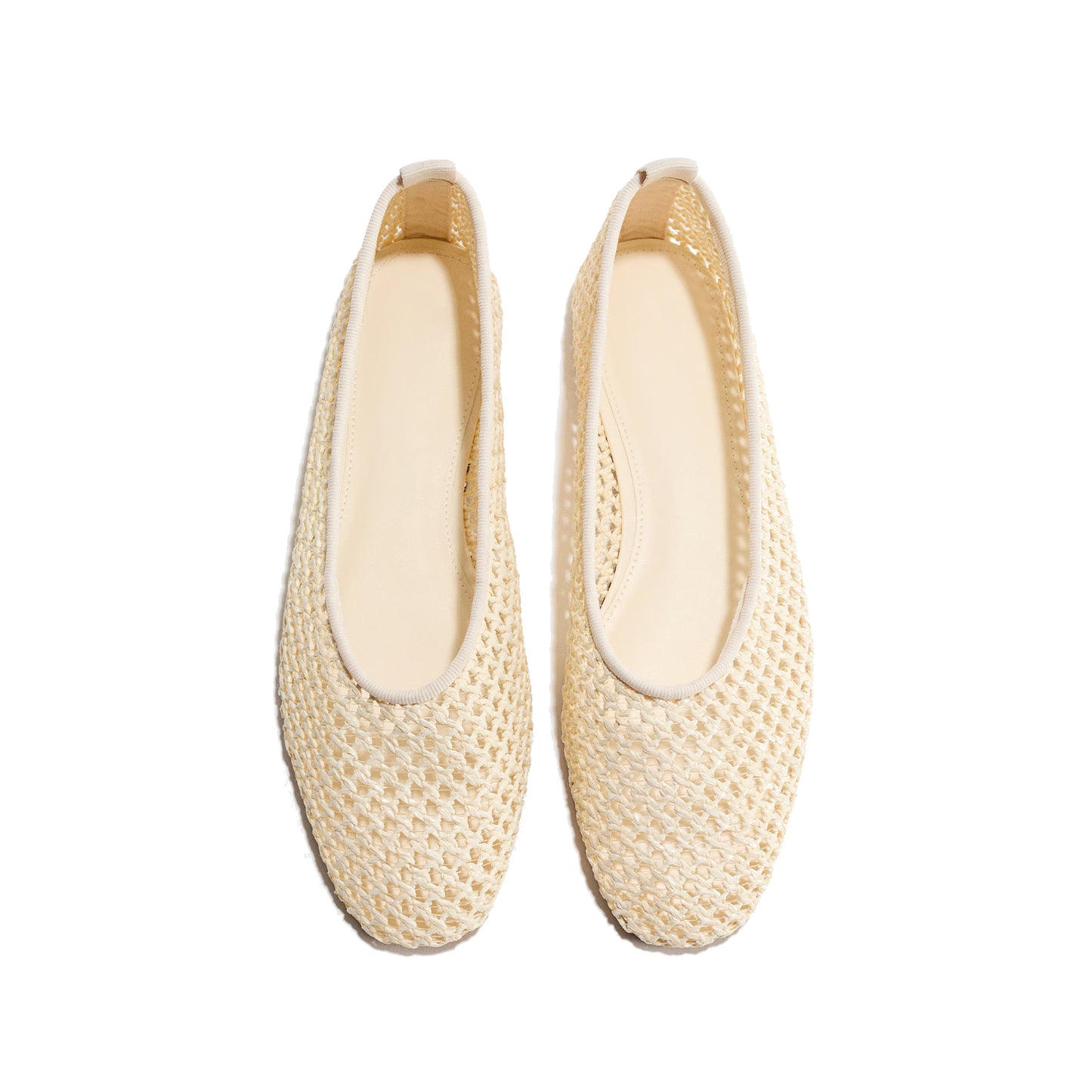 Cream Woven Square-Toe Simple Slip-On Ballet Classic Flats