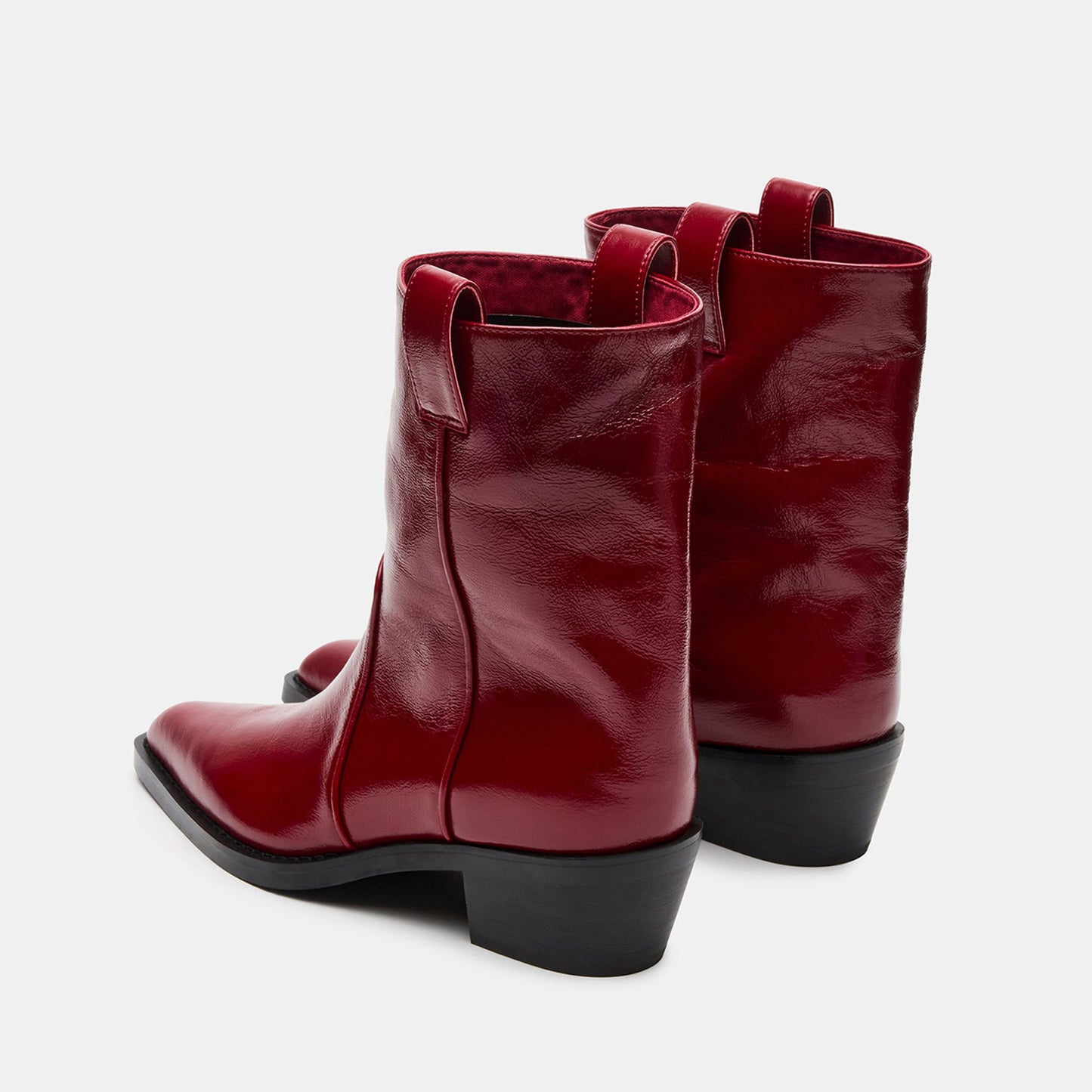 Red Snip-Toe Chic Slip-On Ankle Cowgirl Boots