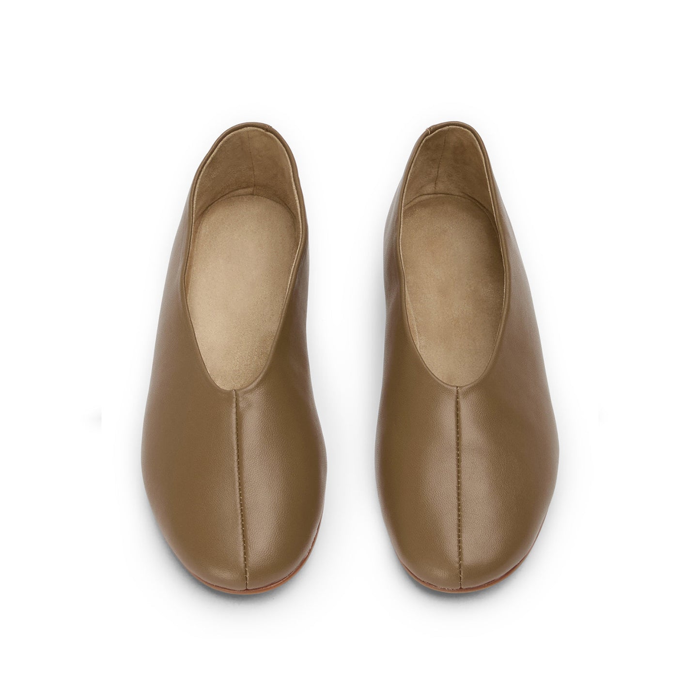 Latte Round-Toe Sleek Slip-On Ballet Flats