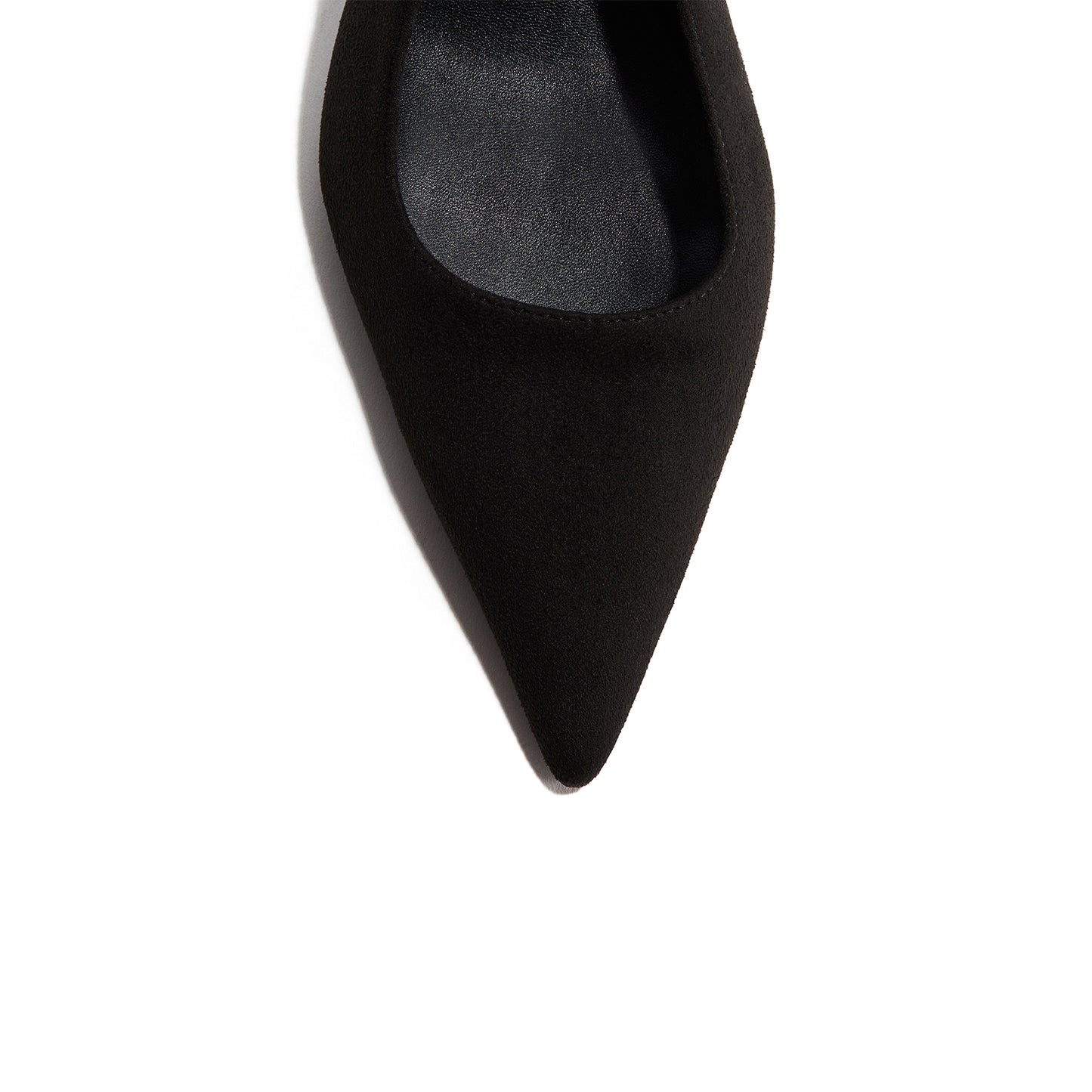Black Faux Suede Pointed-Toe Slingback Slip-On Kitten Heels