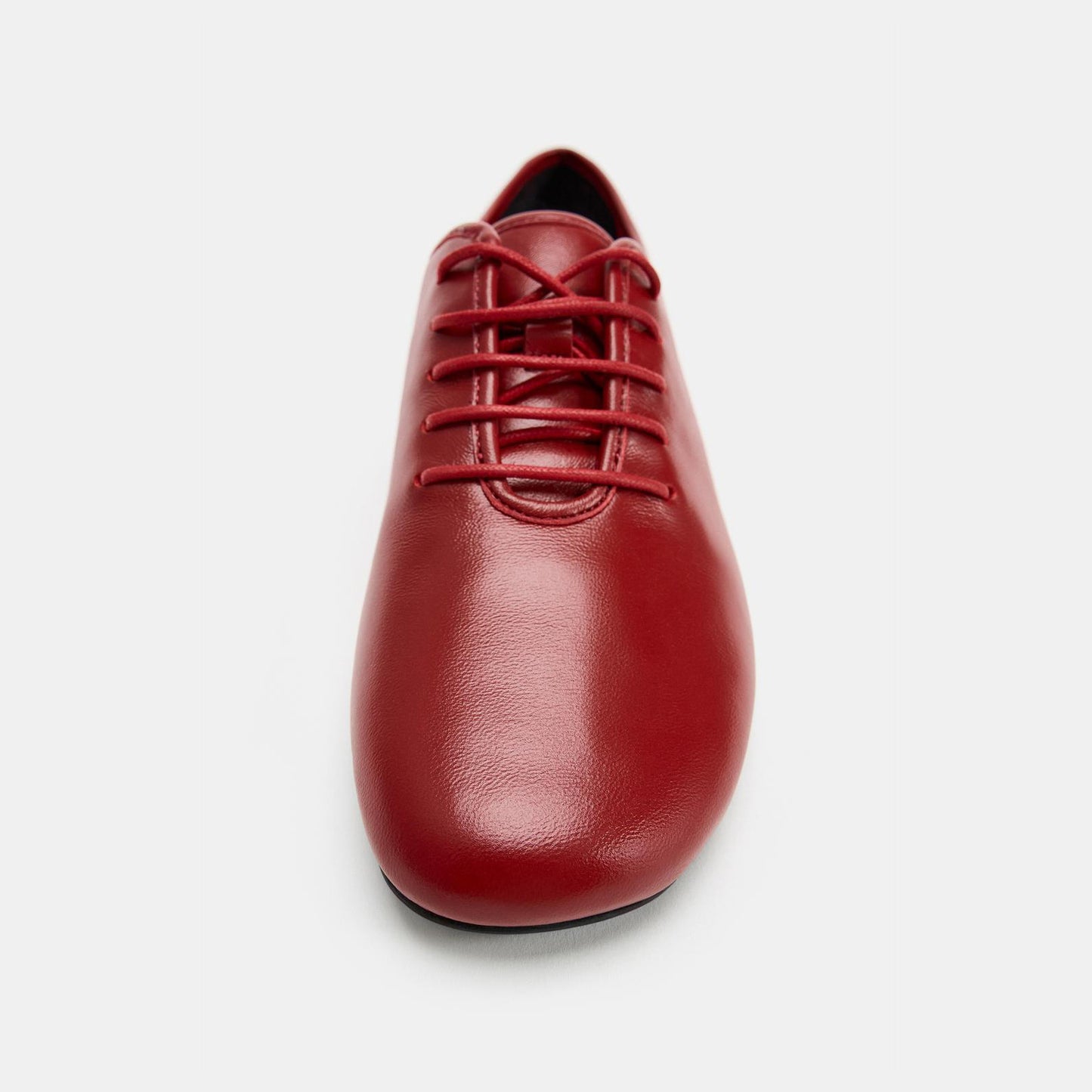 Red Square-Toe Lace-Up Sleek Slip-On Flats