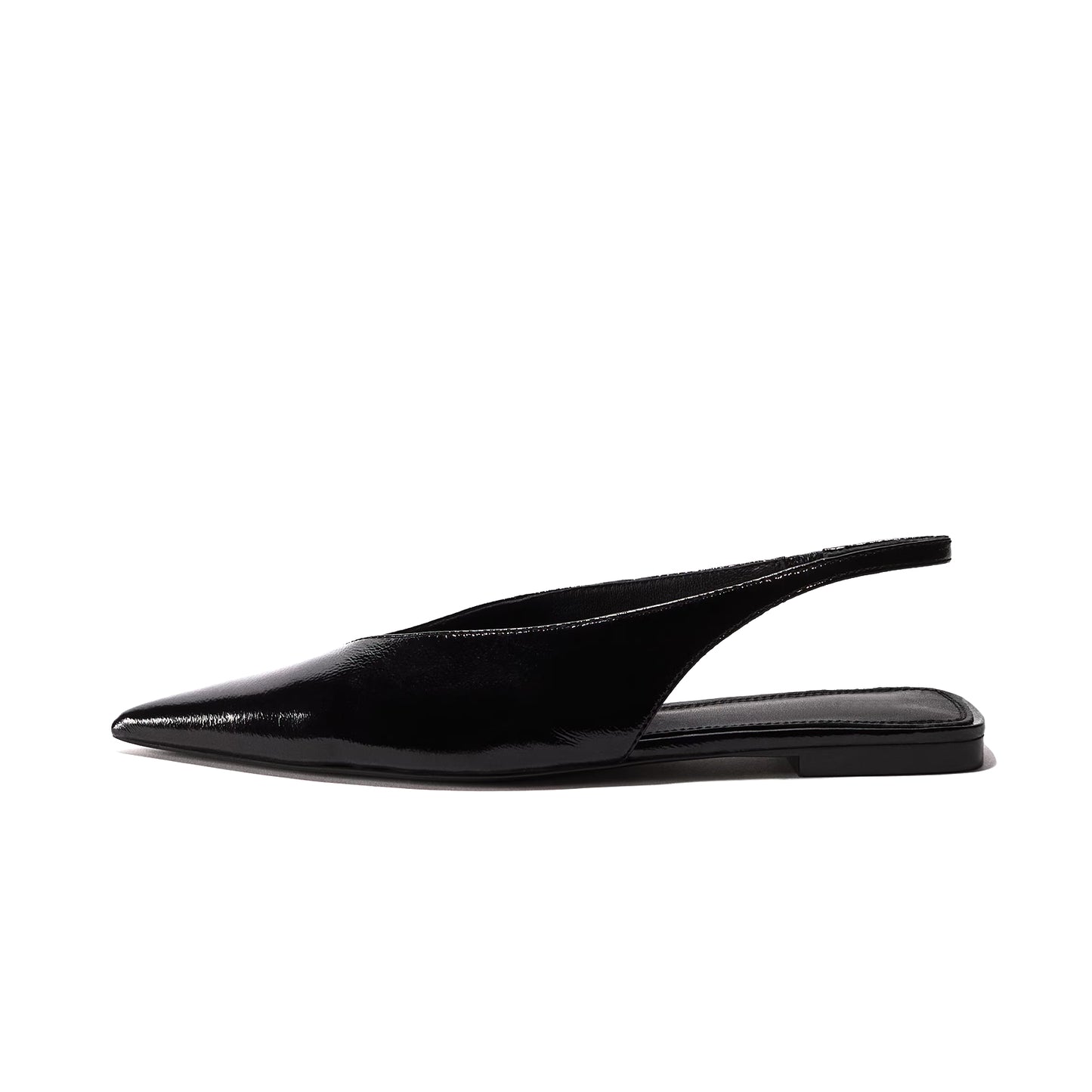 Black Simple Pointed-Toe Back Strap Chic Flats