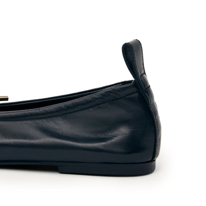 Black Square-Toe Stretchy Ballet Flats