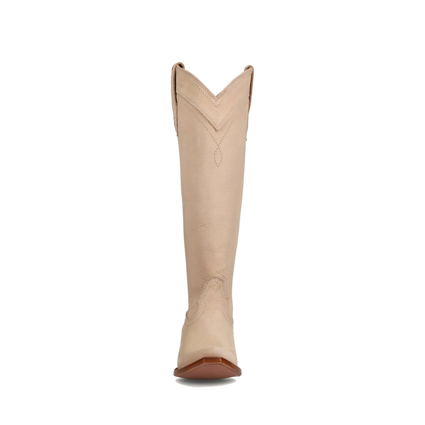 Bone Almond-Toe Sleek Wide Calf Knee High Simple Cowgirl Boots