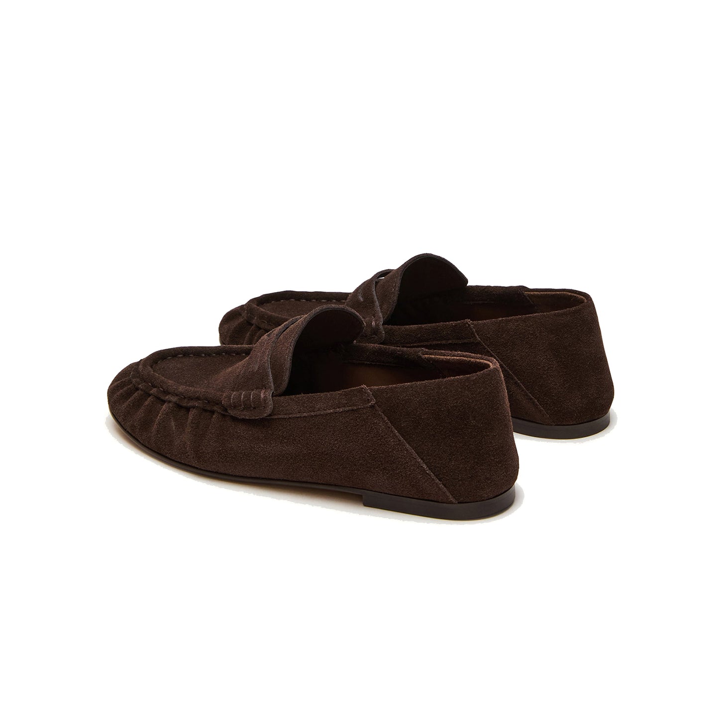Chocolate Faux Suede Round-Toe Classic Loafers Flats