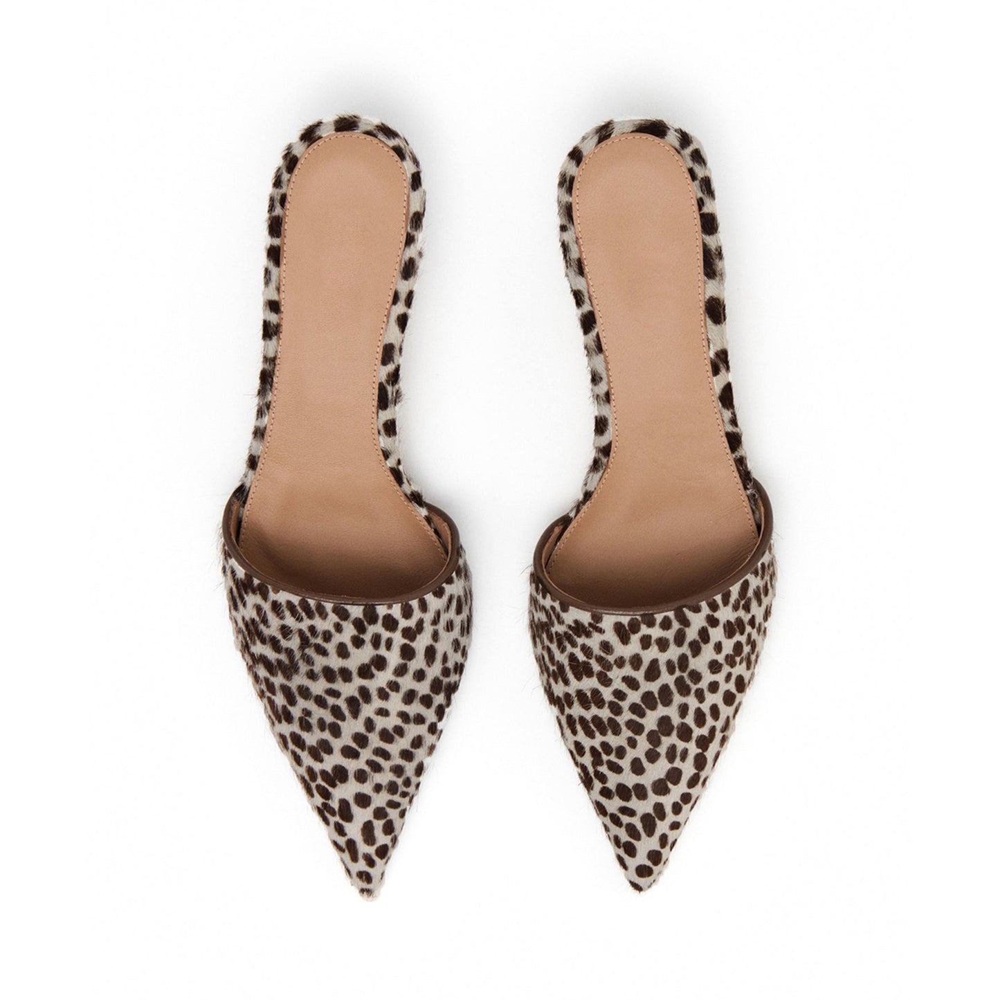 Cow Print Pointed-Toe Slip-On Backless Kitten Heels