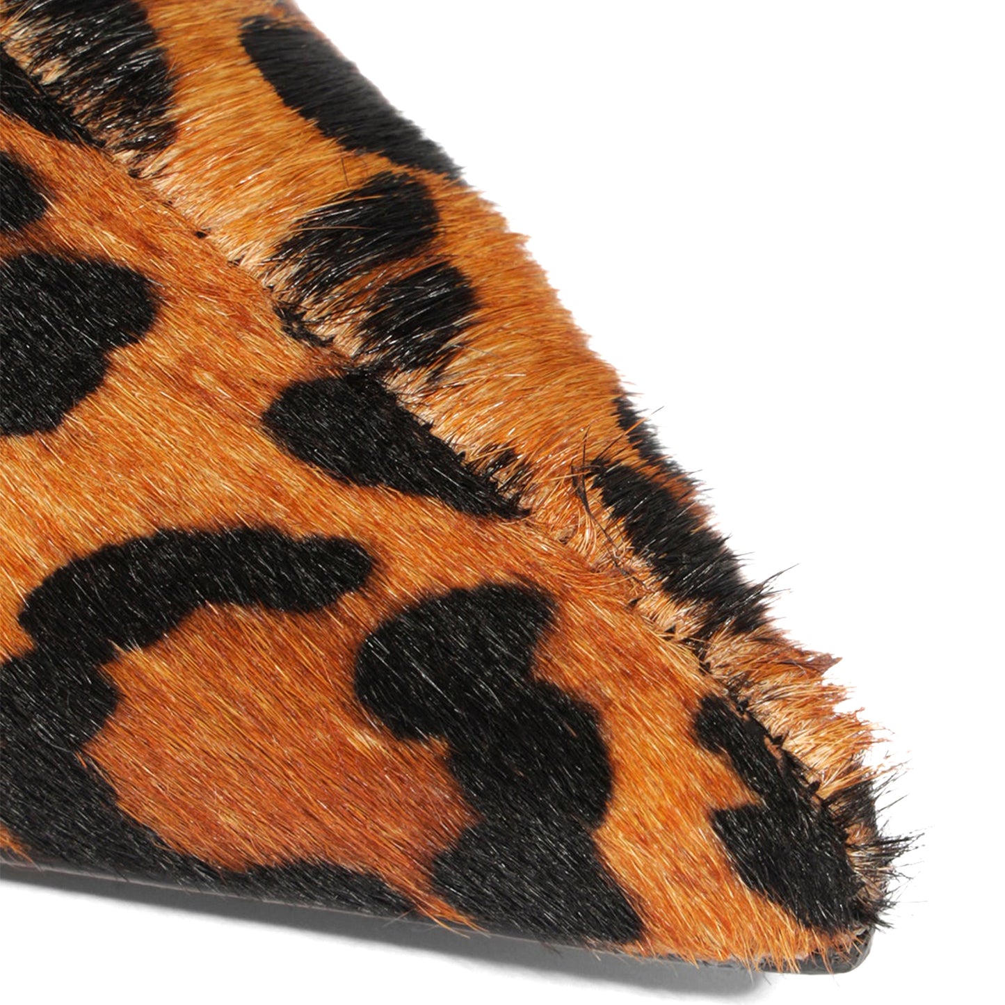 Leopard Pony Hair Pointed-Toe Simple Wide Calf Knee High Stiletto Boots