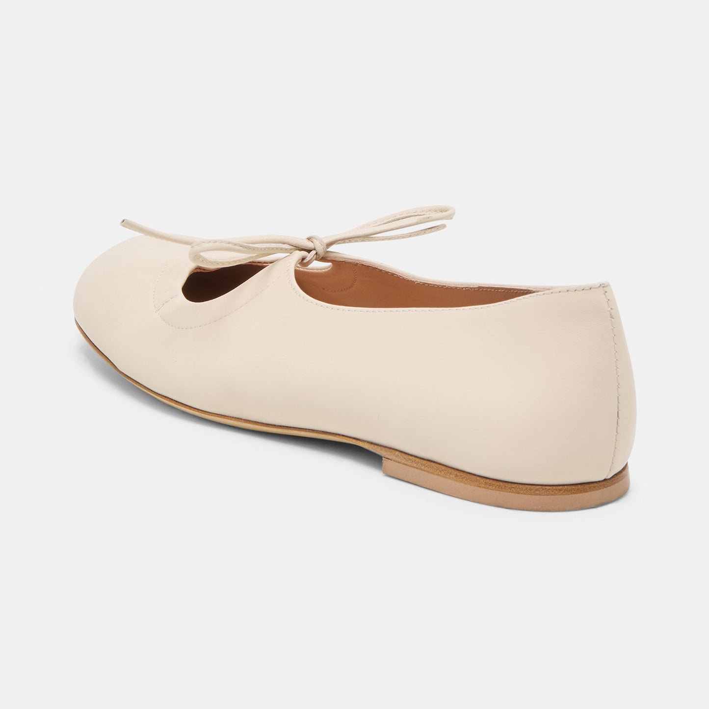 Ivory Round-Toe Middle Strap Slip-On Ballet Flats