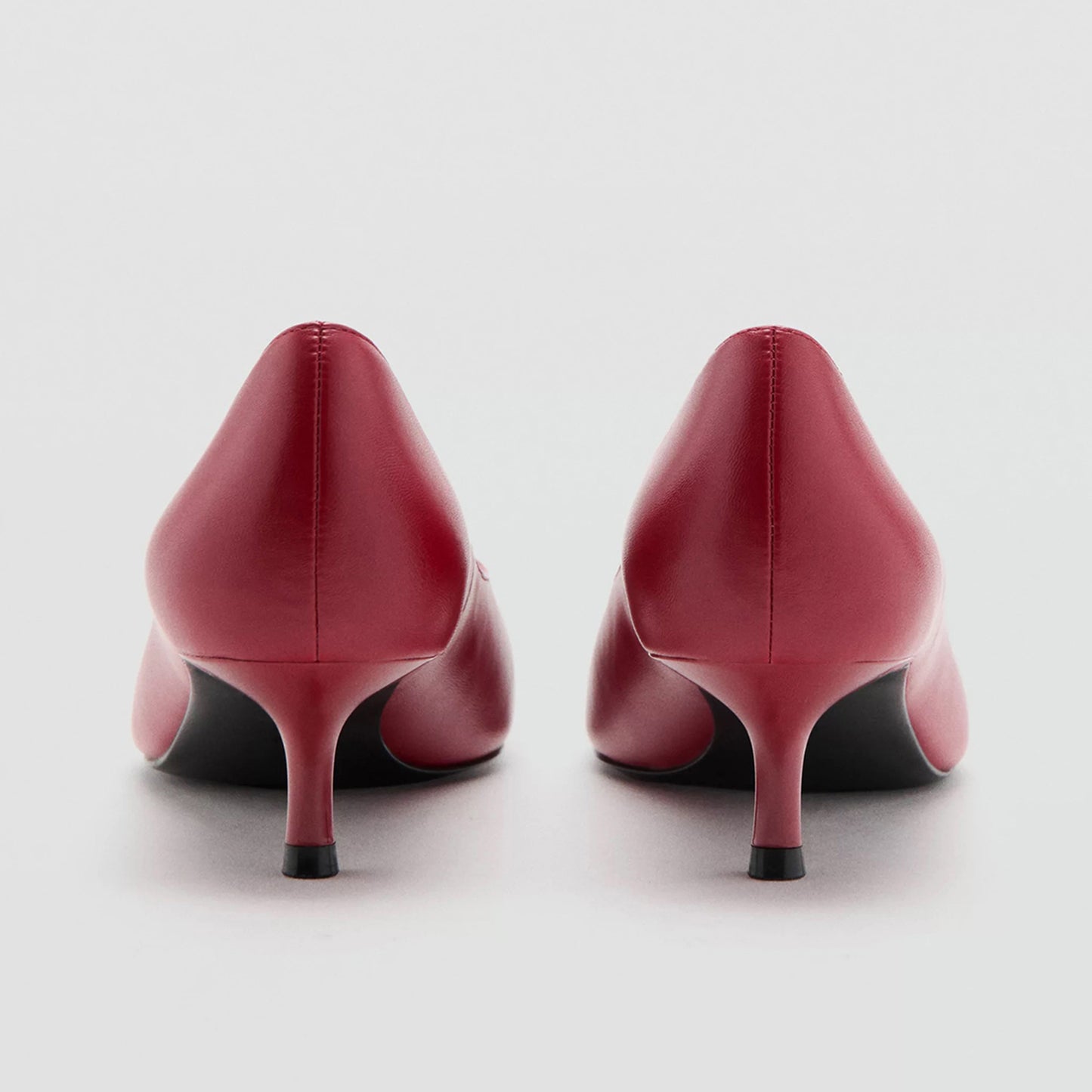 Red Pointed-Toe Slip-On Sleek Kitten Heels