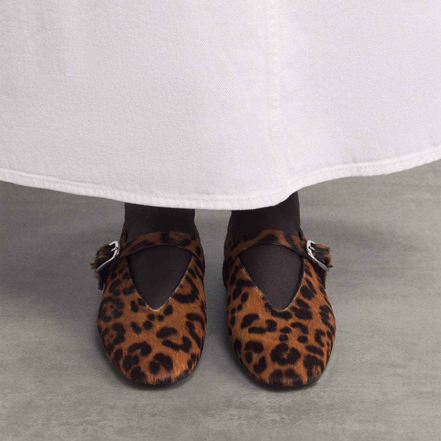 Leopard Print Square-Toe Chic Mary Jane Classic Ballet Flats
