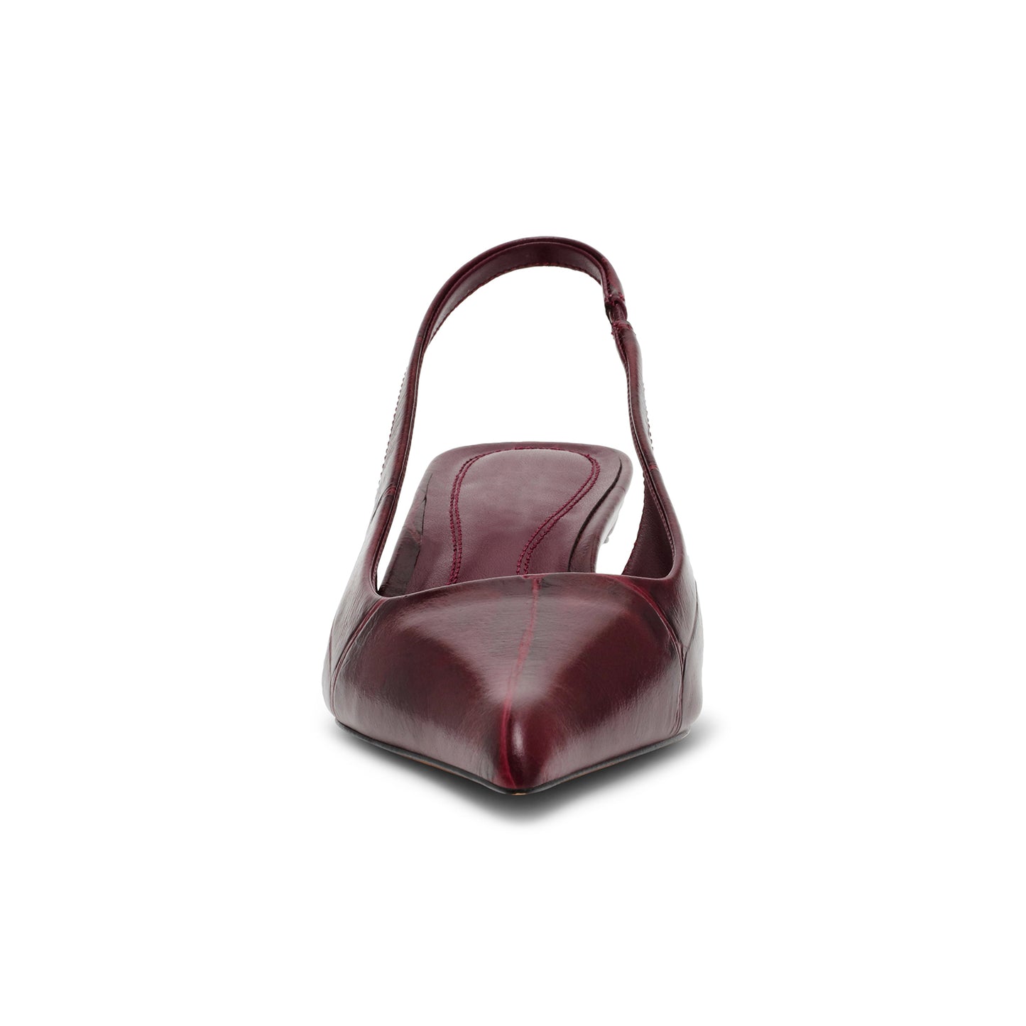 Wine Red Stone Print Pointed-Toe Classic Slingback Kitten Heels