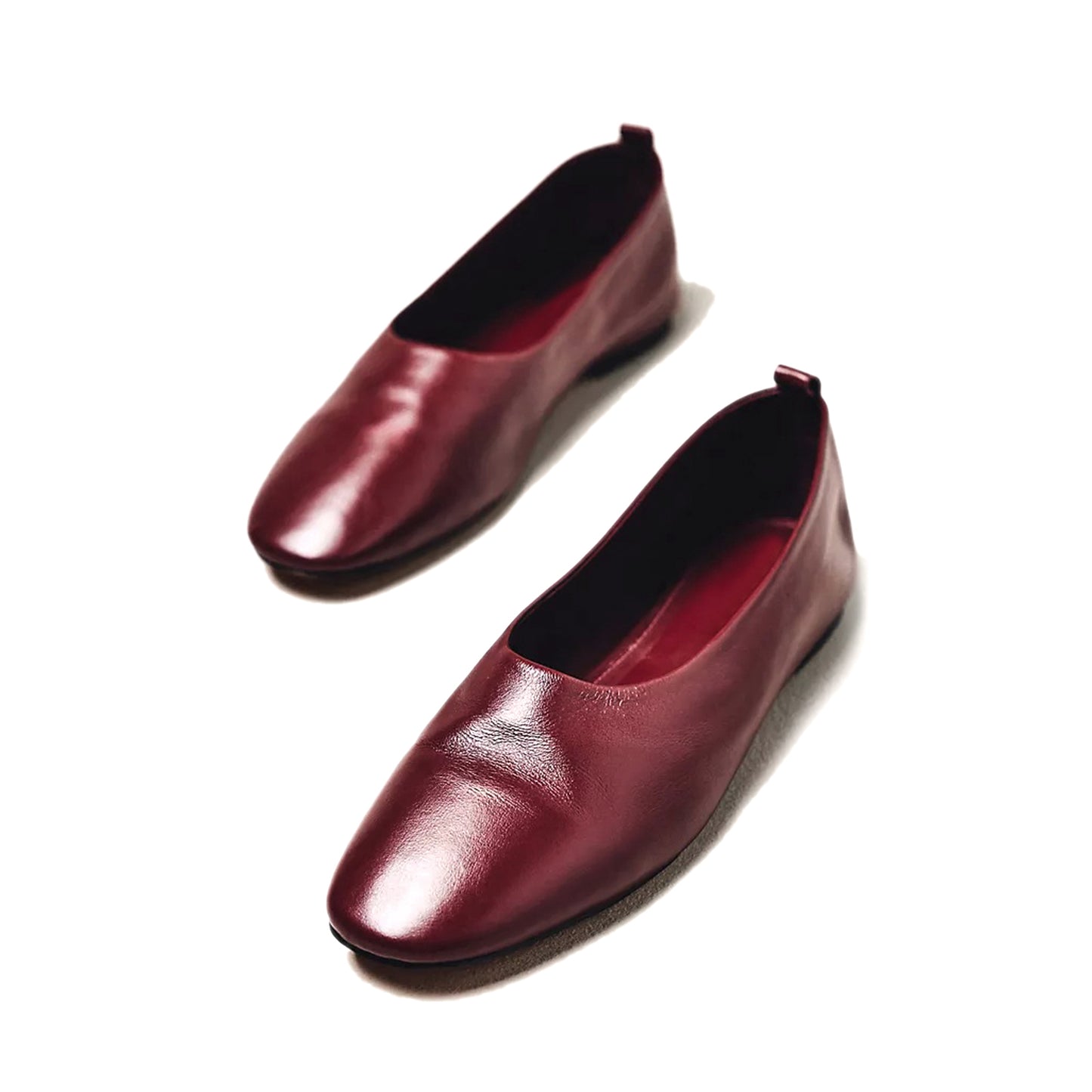 Wine Red Square-Toe Slip-On Classic Ballet Flats