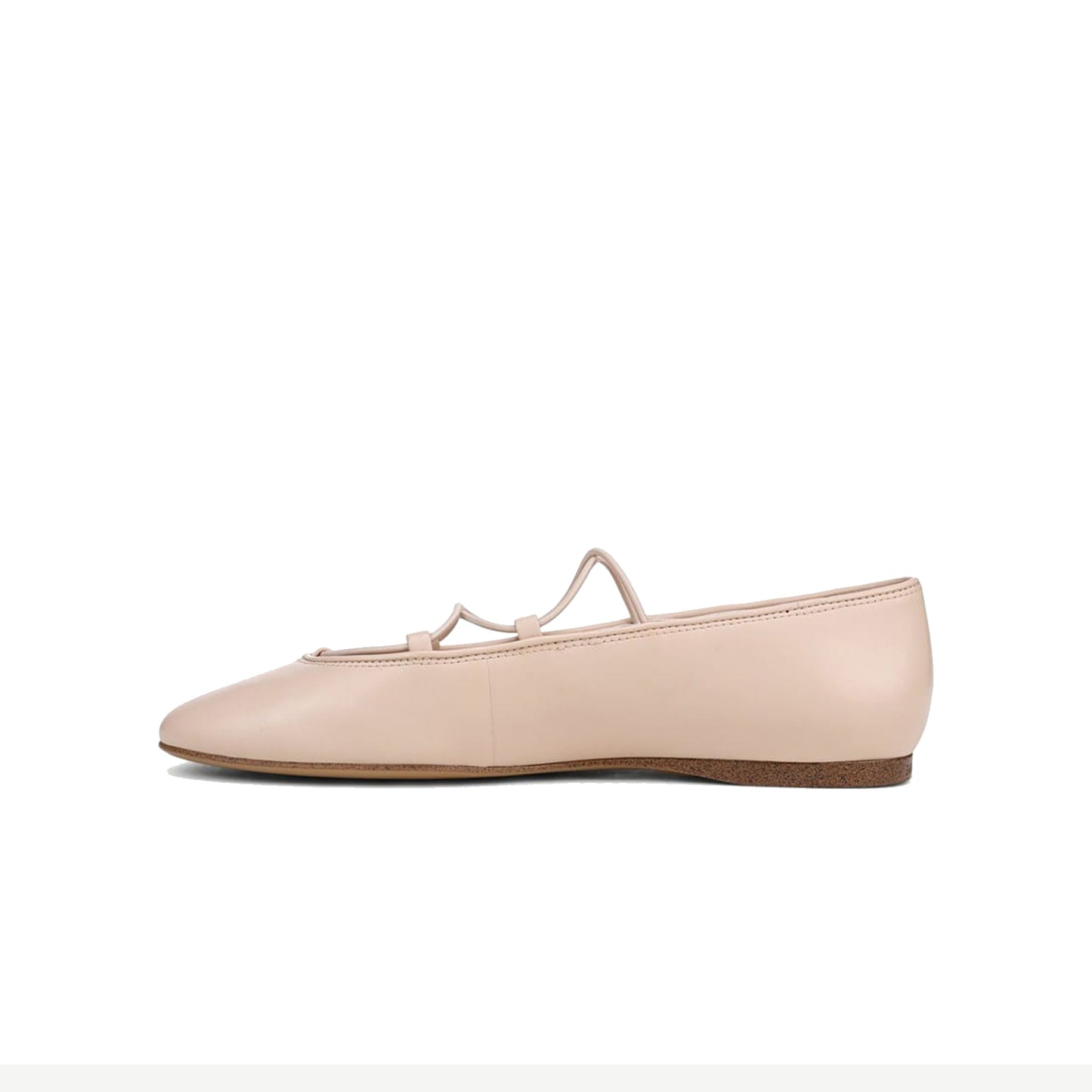Blush Pink Round-Toe Crossed Vamp Straps Classic Flats