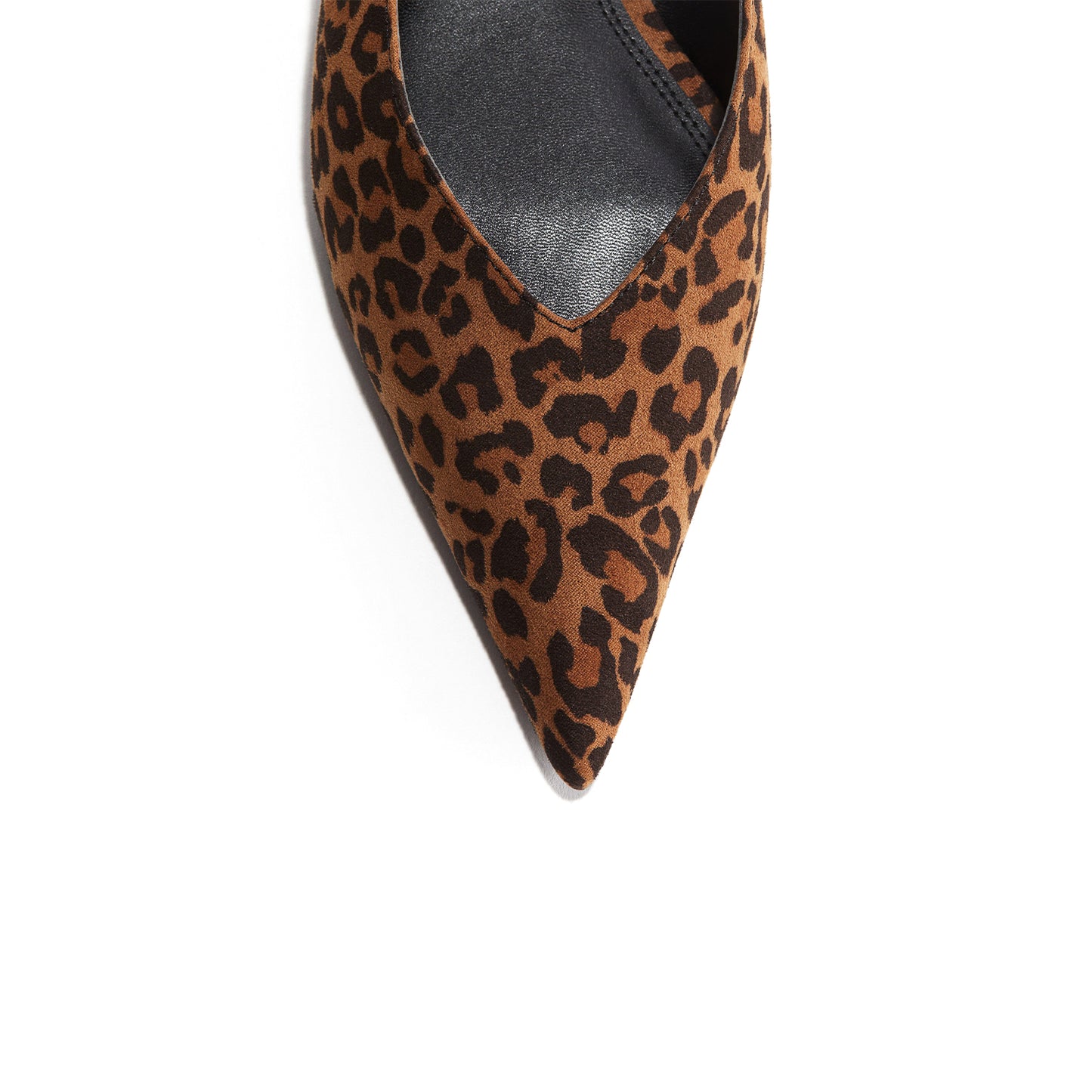 Leopard Faux Suede Pointed-Toe Slingback Flats