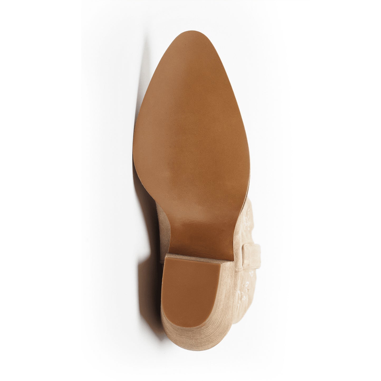 Taupe Faux Suede Round-Toe Chic Flowers Embroidery Ankle Cowgirl Boots