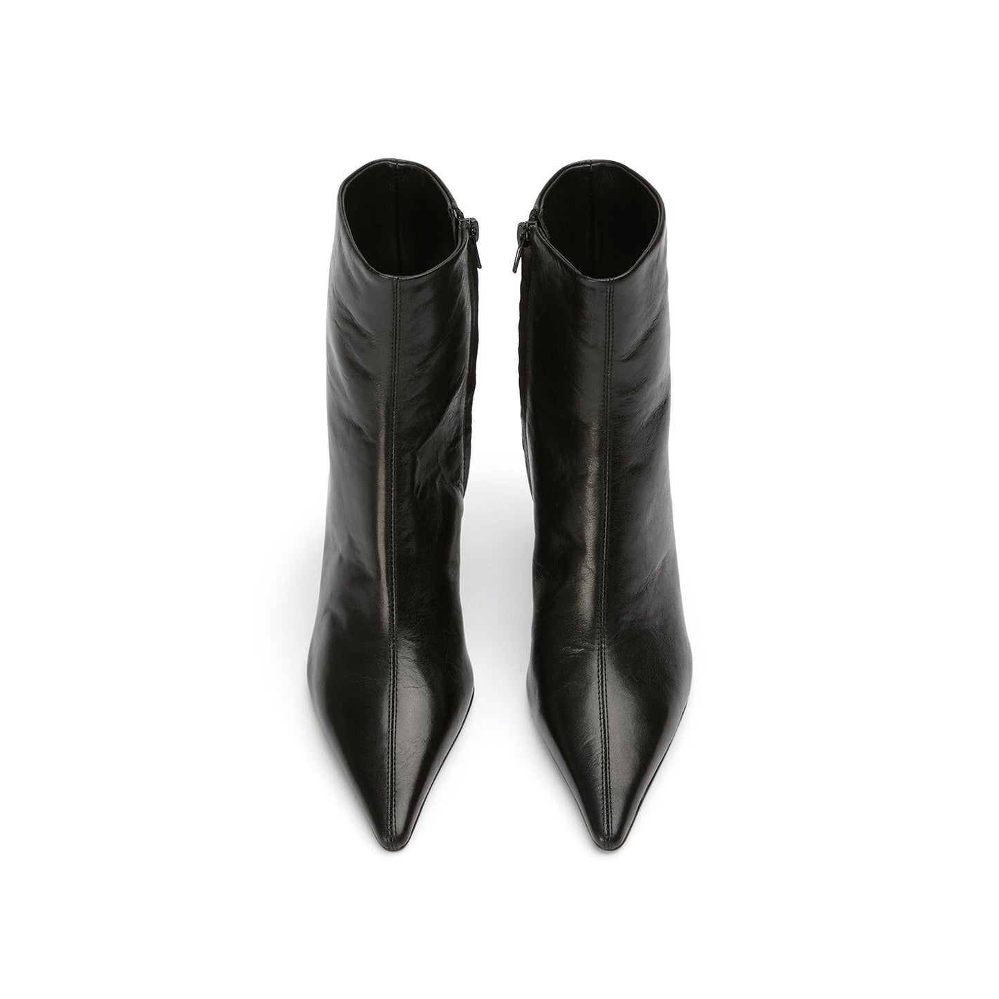 Vintage Black Pointed-Toe Full-Zip Sleek Ankle Stiletto Boots