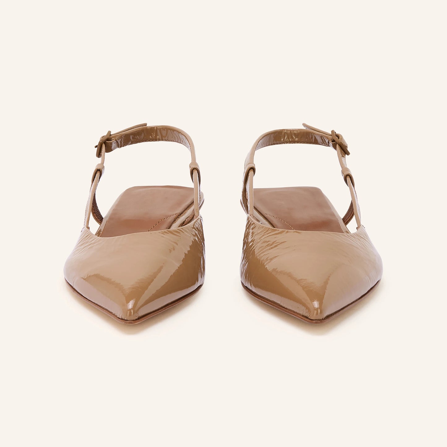 Patent Brown Pointed-Toe Chic Back Strap Stylish Flats