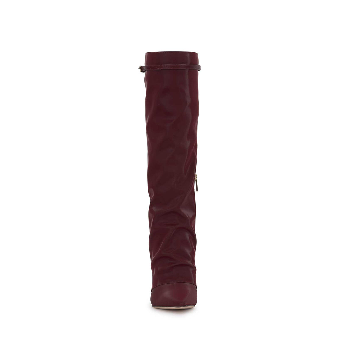 Dark Red Pointed-Toe Sleek Half-Zip Knee High Simple Stiletto Boots