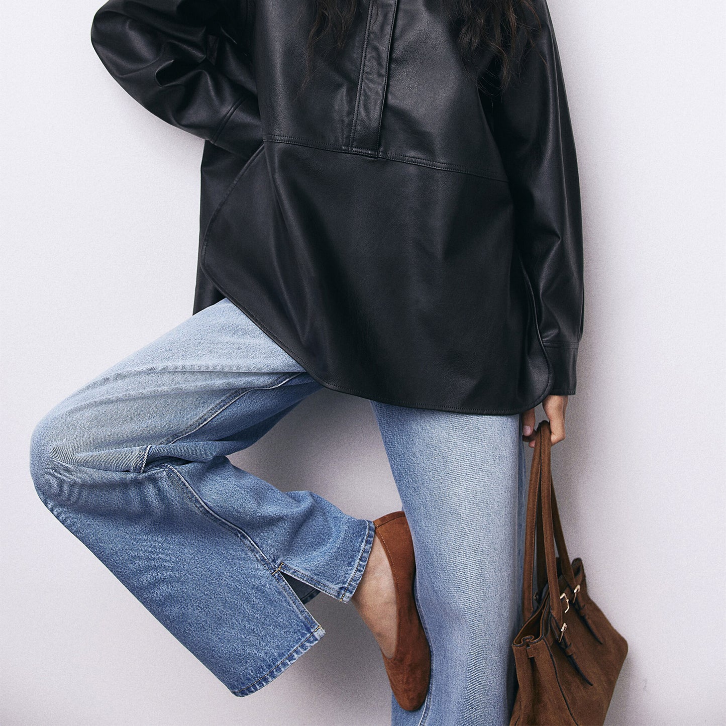 Brown Faux Suede Round-Toe Ballet Chic Flats