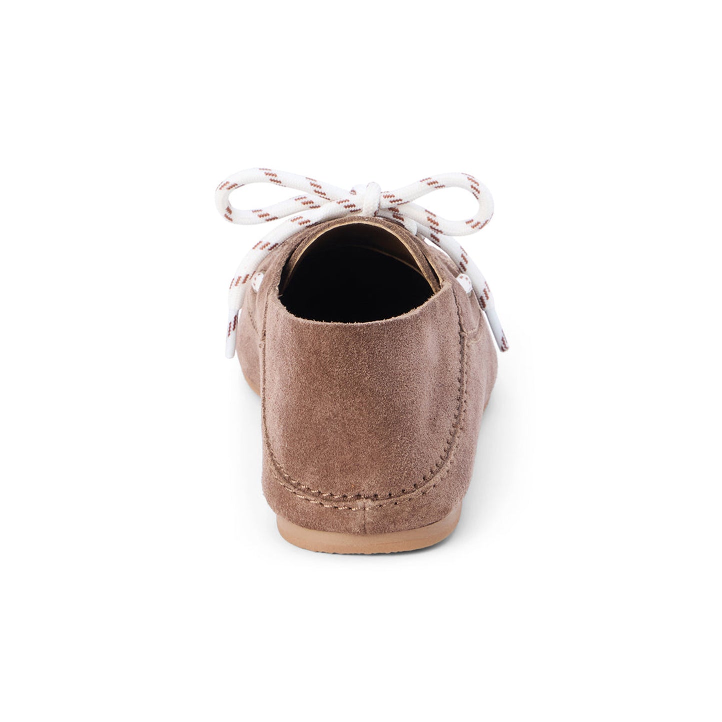 Taupe Cow Suede Round-Toe Lace-Up Boat Shoes Flats