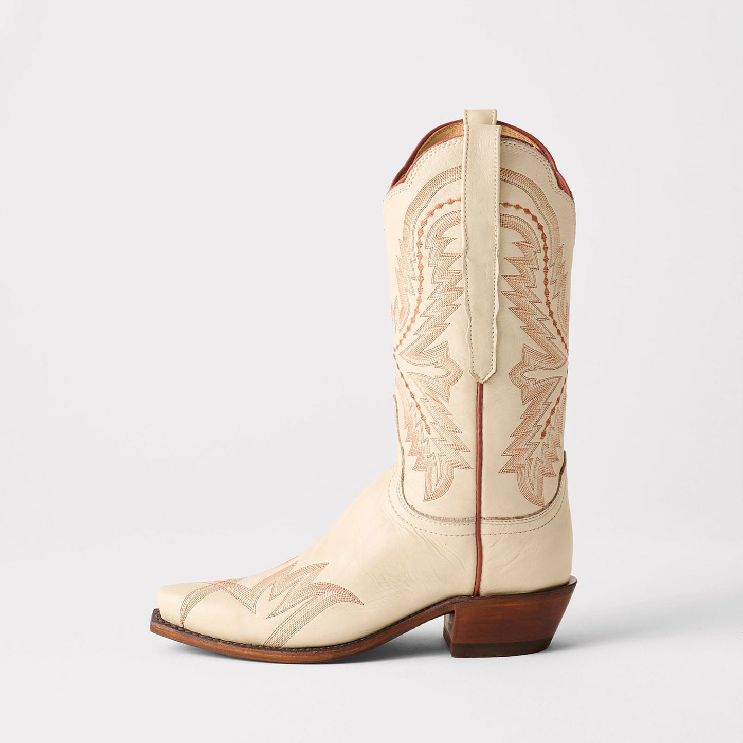 Bone Snip-Toe Western Embroidery Mid Calf Chic Cowgirl Boots