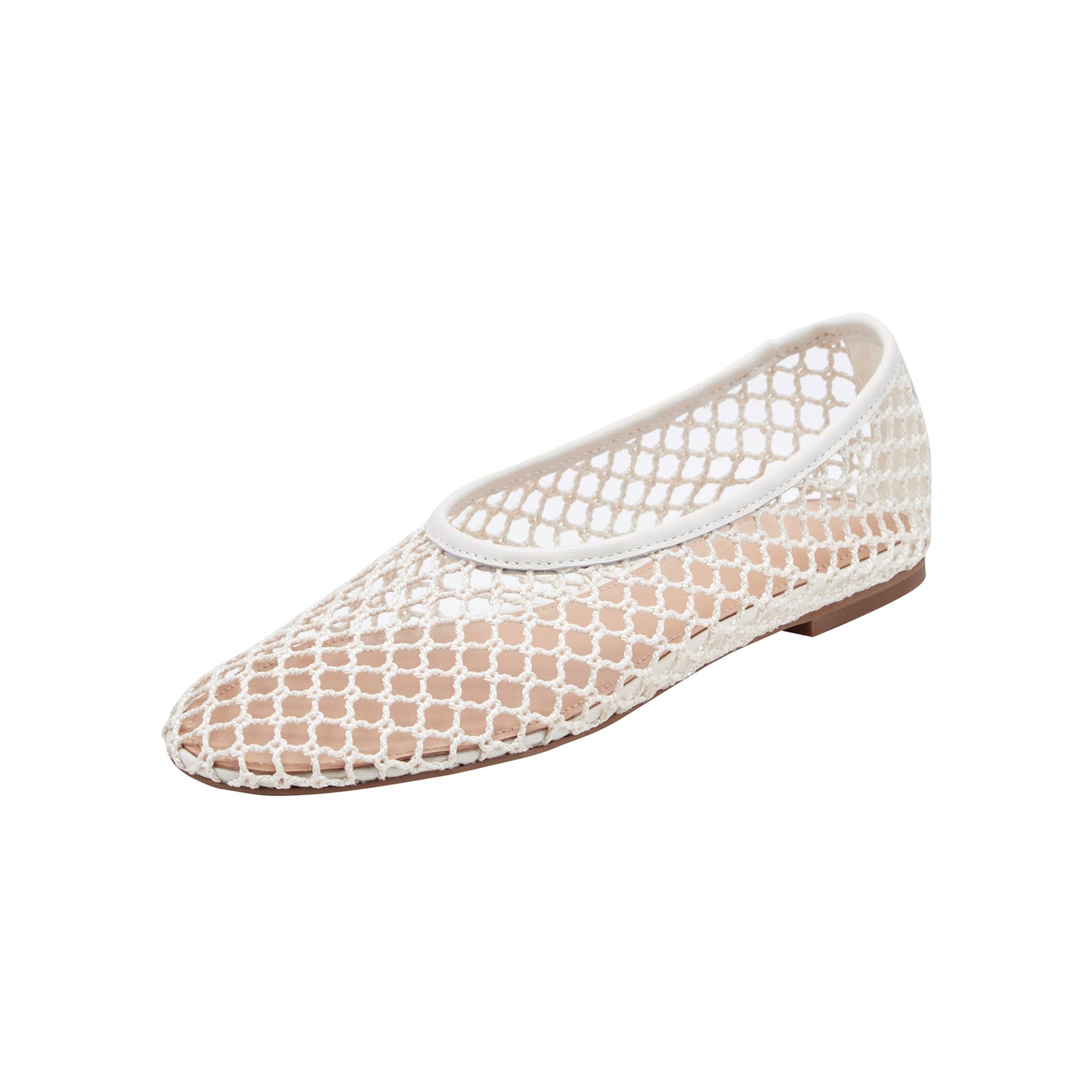 Ivory Mesh Round-Toe Classic Slip-On Stylish Ballet Flats