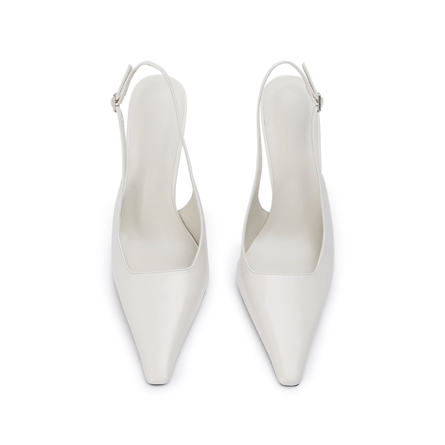 Ivory Pointed-Toe Slingback Pumps High Heels