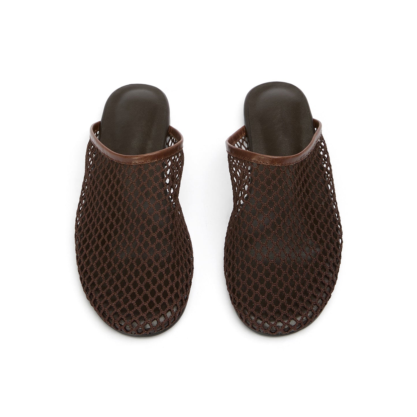 Chocolate Mesh Round-Toe Sleek Slip-On Backless Flats