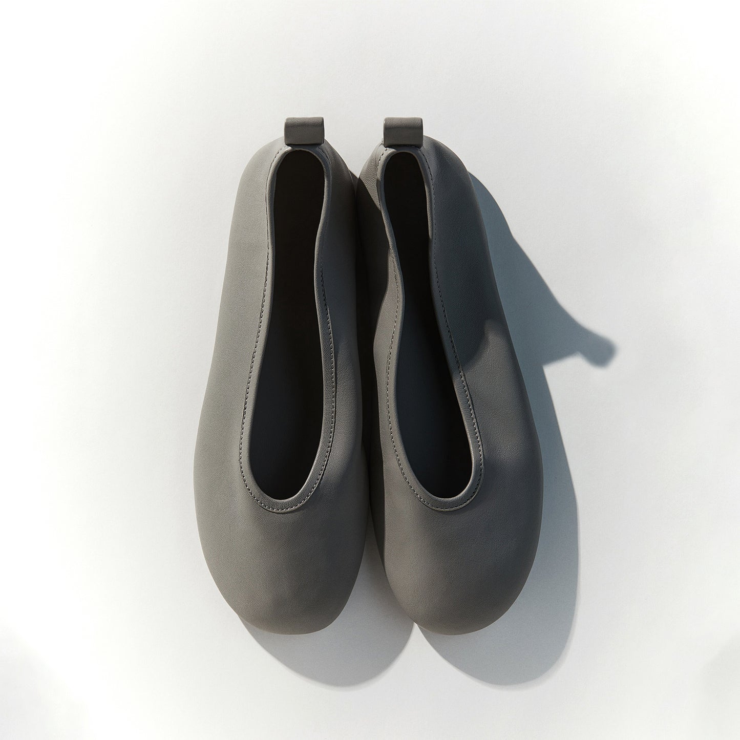 Gray Round-Toe Classic Ballet Flats