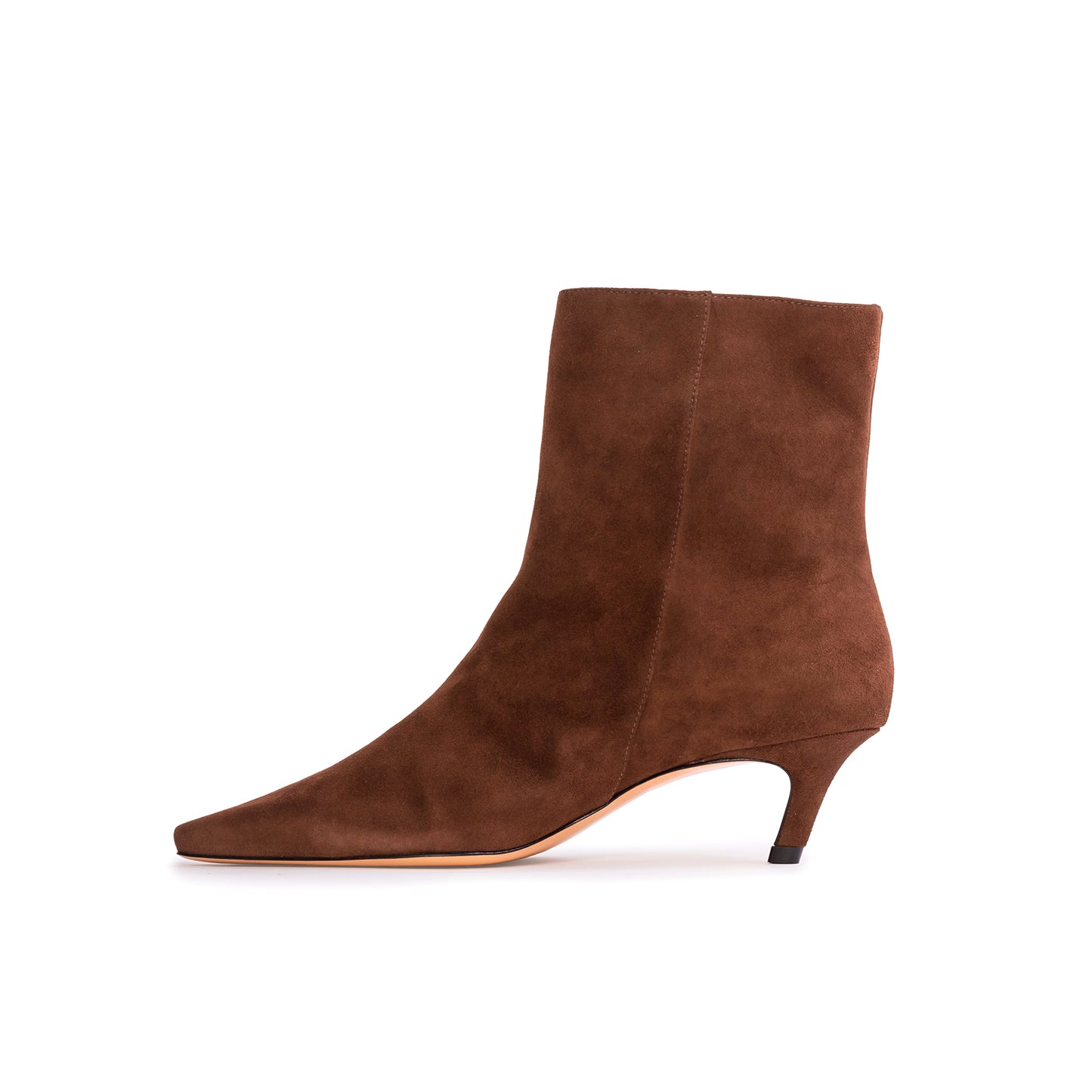 Brown Faux Suede Pointed-Toe Simple Short Ankle Heel Boots