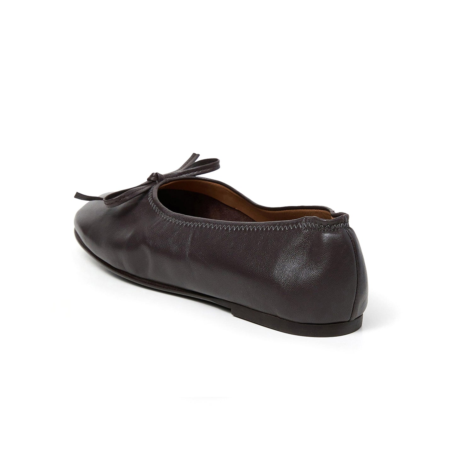 Chocolate Square-Toe Classic Front Bow Slip-On Ballet Flats