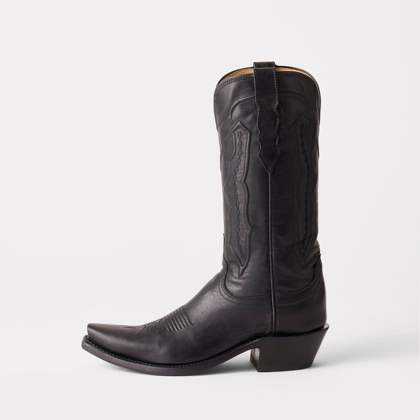 Black Snip-Toe Chic Embroidery Delicate Mid Calf Cowgirl Boots