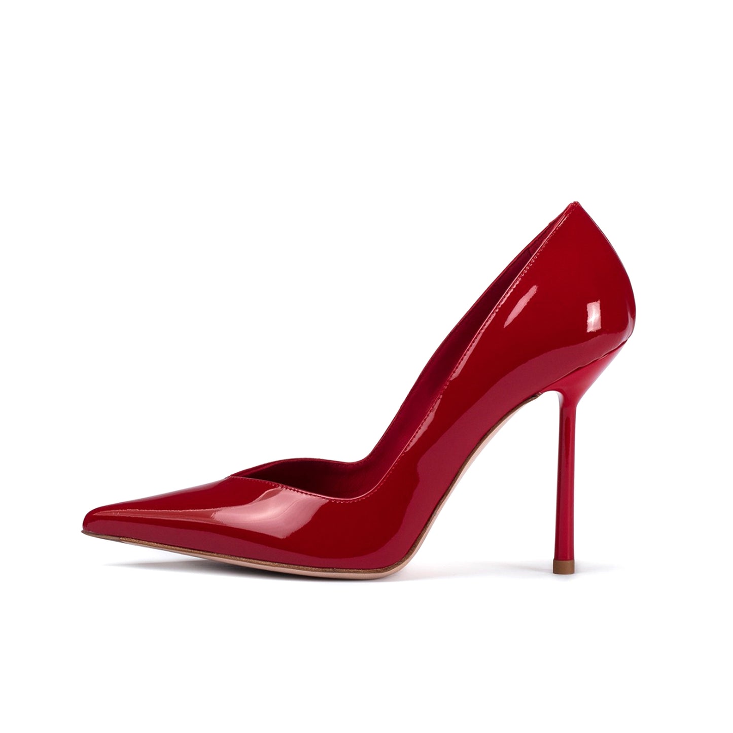Patent Red Pointed-Toe Sleek Slip-On High Heels