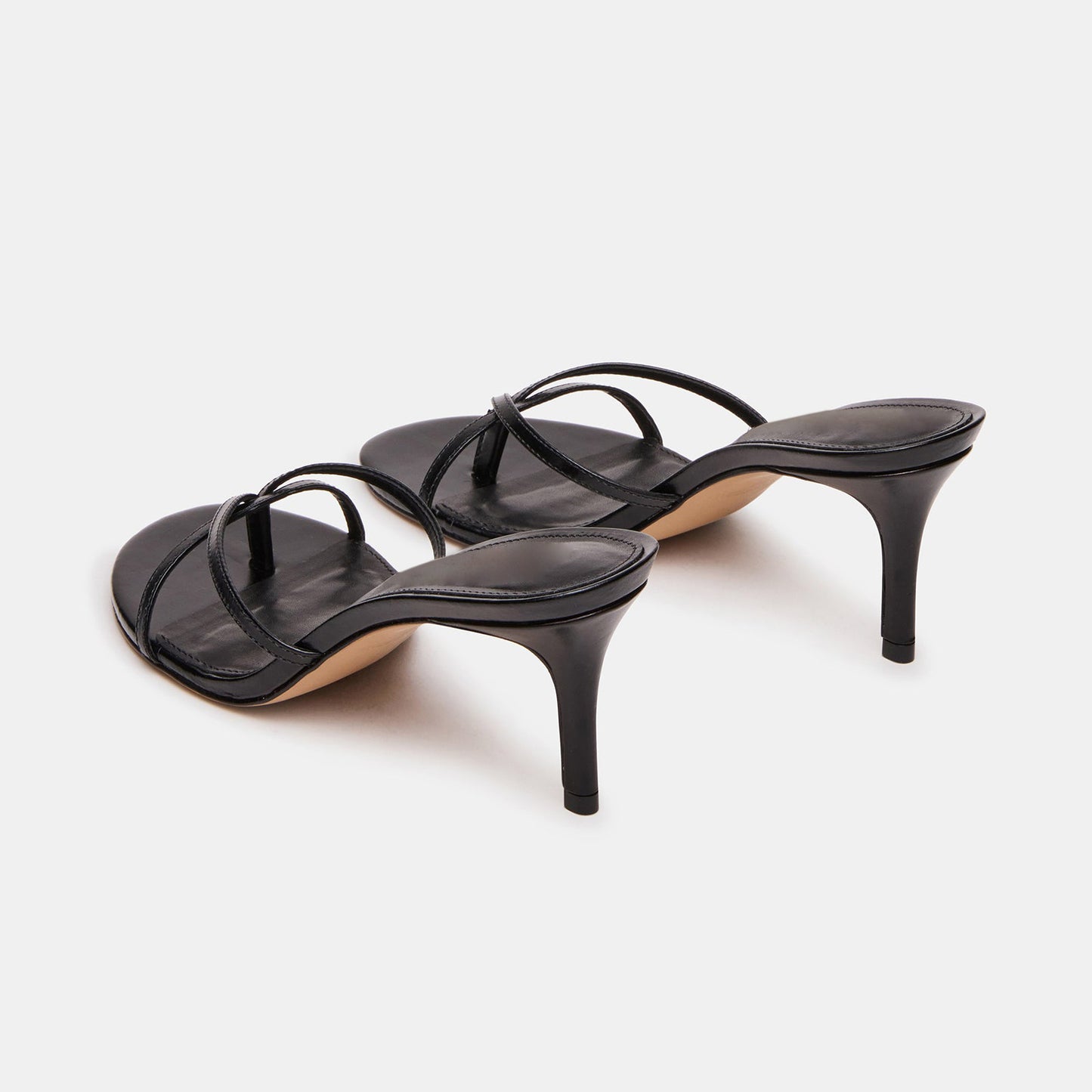 Black Round-Toe Flip-Flop Backless Kitten Heels