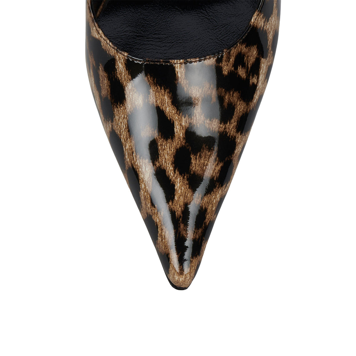 Patent Tan Leopard Pattern Pointed-Toe Slingback Chic High Heels