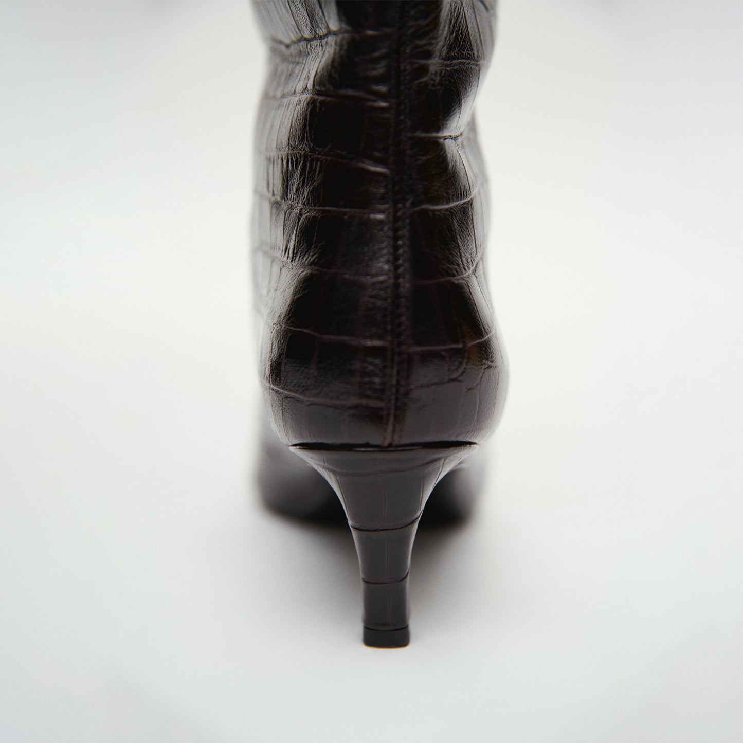 Dark Brown Stone Print Pointed-Toe Ankle Simple Stiletto Boots