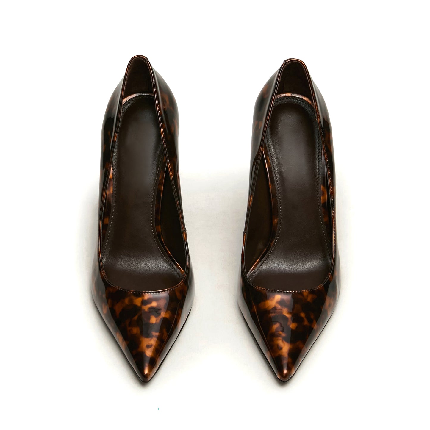 Leopard Print Patent Leather Pointed-Toe Slip-On High Heels