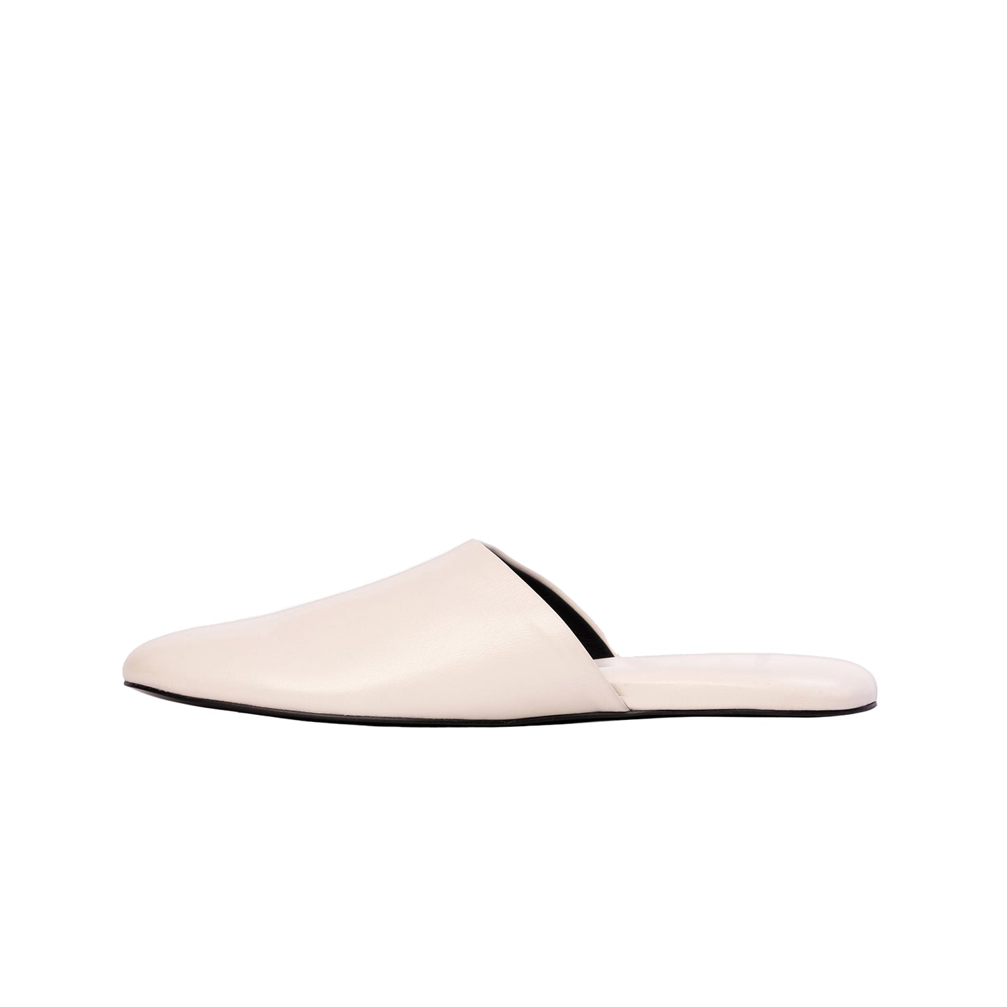 White Round-Toe Simple Slip-on Backless Ballet Flats