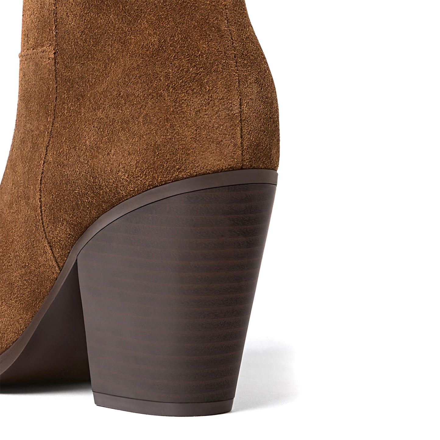 Brown Faux Suede Almond-Toe Chic Simple Ankle Cowgirl Boots