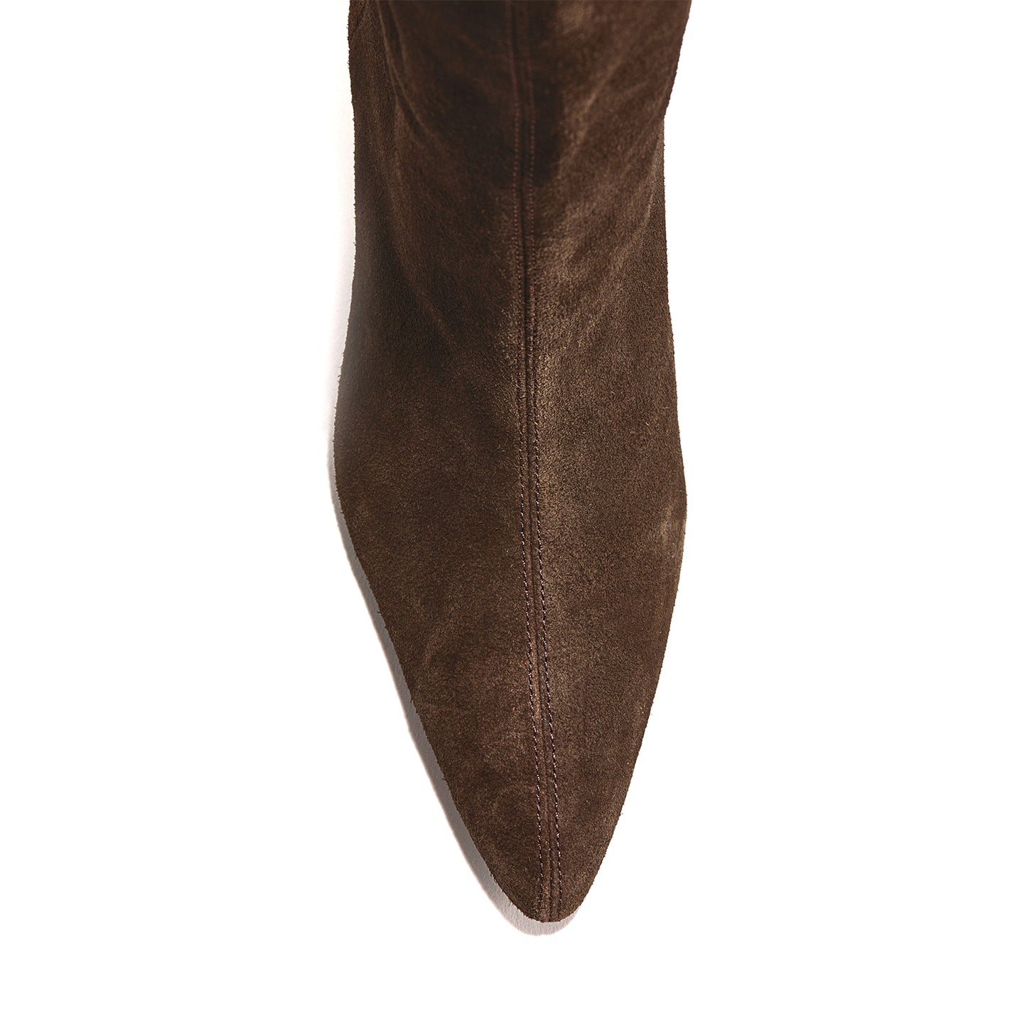 Coffee Faux Suede Pointed-Toe Sleek Wide Calf Knee High Stiletto Boots